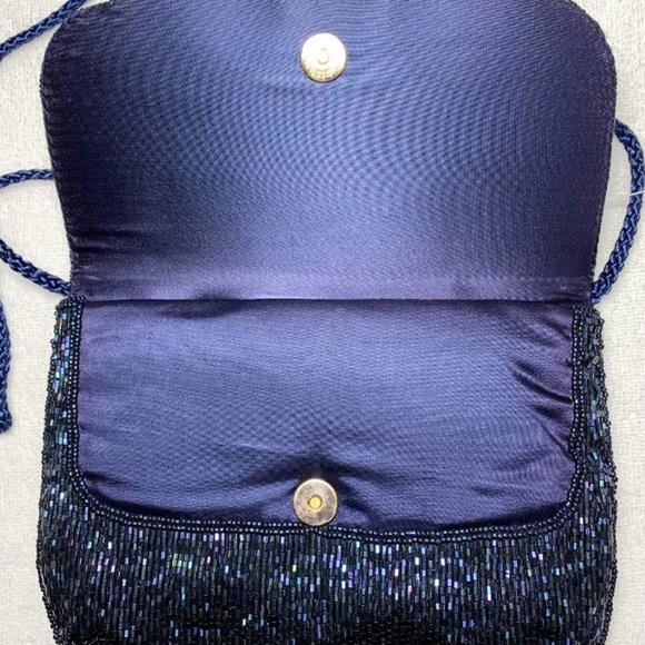 VINTAGE LA REGALE Navy Beaded Evening Bag - Picture 4 of 5